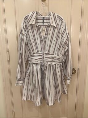 NWT Anthropologie long sleeve collared A-Line mini dress. Size XL